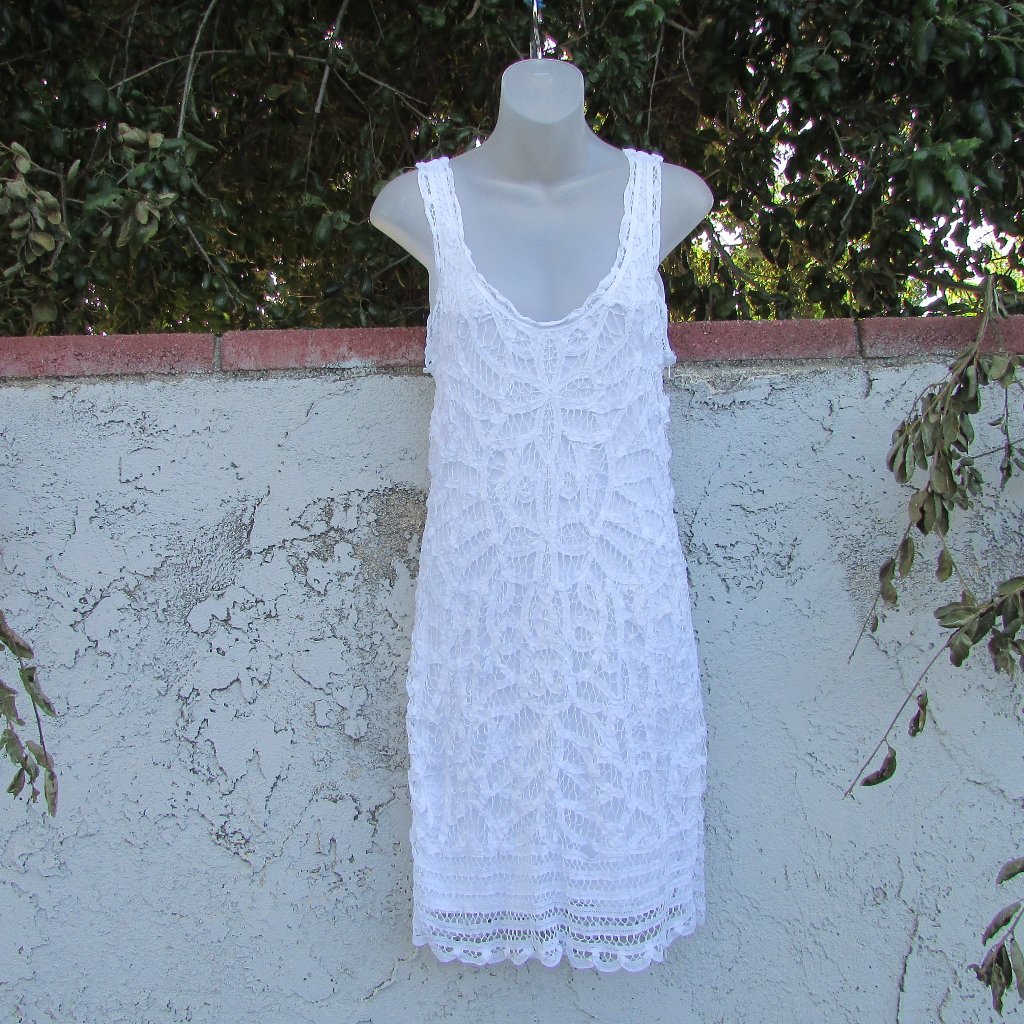 Inc White Lace Cotton Sleeveless Dress 10